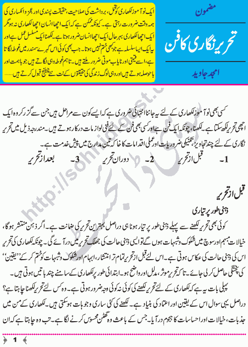 How To Become A Successful Writer is an Urdu Article written by Amjad Javed Novelist and Columnist. This article is taken from his book 'Lekhari Kese Banta Hay' Page No.  1