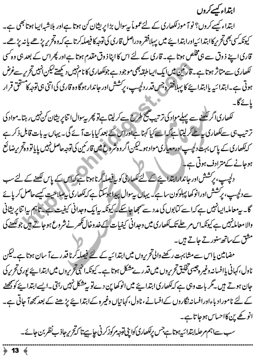 How To Become A Successful Writer is an Urdu Article written by Amjad Javed Novelist and Columnist. This article is taken from his book 'Lekhari Kese Banta Hay' Page No.  13