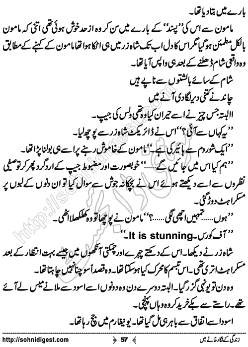 zindagi ke nigarkhane mein romantic Urdu novel by afshan afridi, Page No. 57