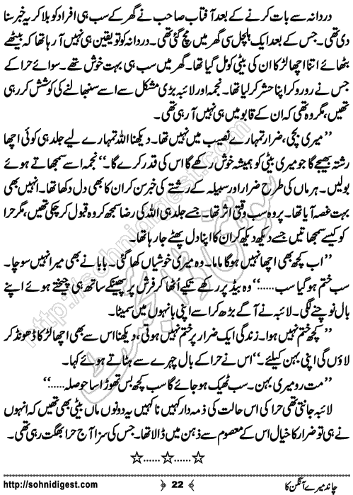 Chand Mere Aangan Ka Urdu novelette by Jiya Abbasi, Page No. 22