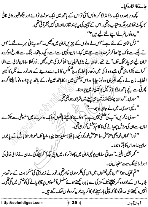 Aahista Aahista Urdu Romantic Novel by Aasiya Raees Khan , Page No. 29