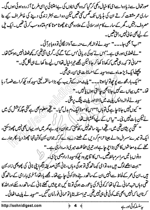 Yeh Silsila Koi Aur Hai Romantic Urdu Novel by Aasiya Raees Khan, Page No.  4