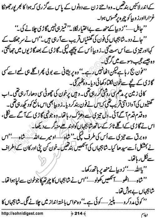 Dedum Romantic Urdu Novel by Aasmah Rehman, Page No.214