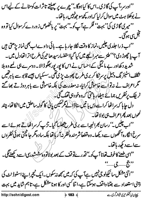 Pehchan Liya Tujh Ko Romantic Urdu Novel by Afshan Afridi, Page No.183
