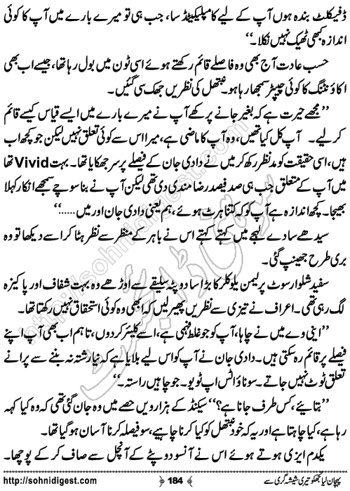 Pehchan Liya Tujh Ko Romantic Urdu Novel by Afshan Afridi, Page No.184
