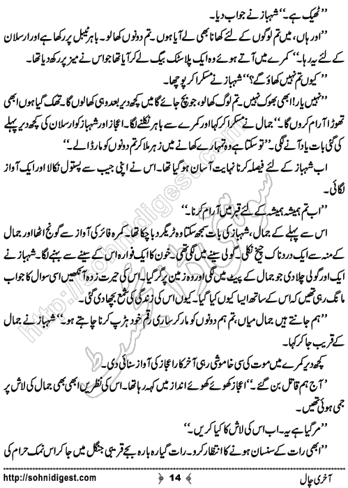 Aakhri Chaal Suspense and Crime Story by Ahmad Nauman Sheikh, Page No.  14