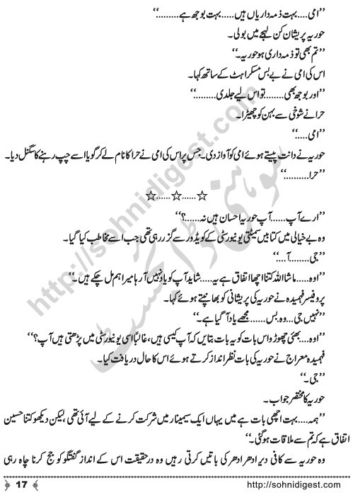 Urdu Novel Idrak (Realization) by Aliya Tauseef Page No. 17