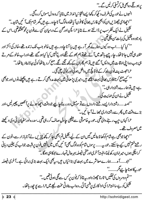 Urdu Novel Idrak (Realization) by Aliya Tauseef Page No. 23