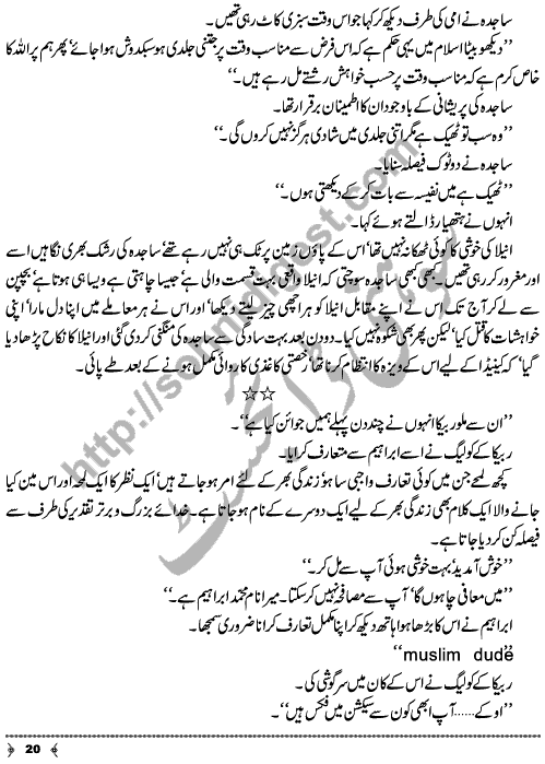 Urdu Novel Piyas (Thirst) by Aliya Tauseef Page No. 20