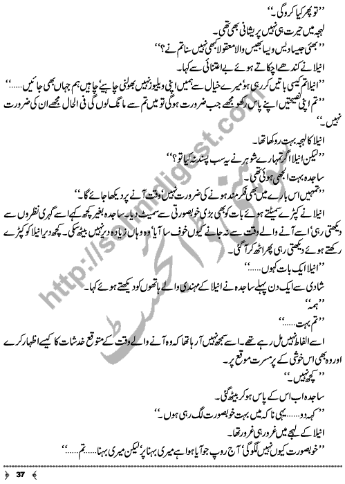 Urdu Novel Piyas (Thirst) by Aliya Tauseef Page No. 37