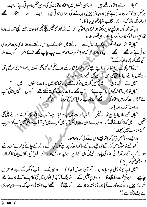 Urdu Novel Piyas (Thirst) by Aliya Tauseef Page No. 68