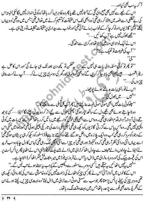 Urdu Novel Piyas (Thirst) by Aliya Tauseef Page No. 71