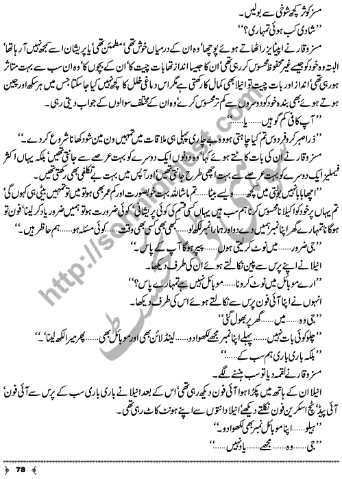 Urdu Novel Piyas (Thirst) by Aliya Tauseef Page No. 78