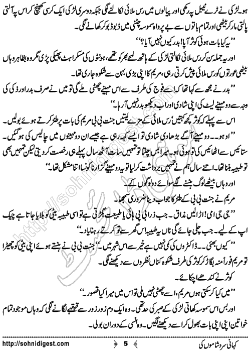 Kahani Sard Shamo Ki Romantic Urdu Novel written by Almas Abdulghafoor, Page No.  5
