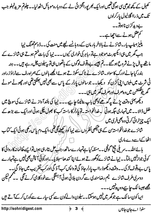 Suno Aye Jaan e Jaana is an Urdu Romantic Novel written by Ammarah Khan on the happy occasion of Eid ,  Page No. 3
