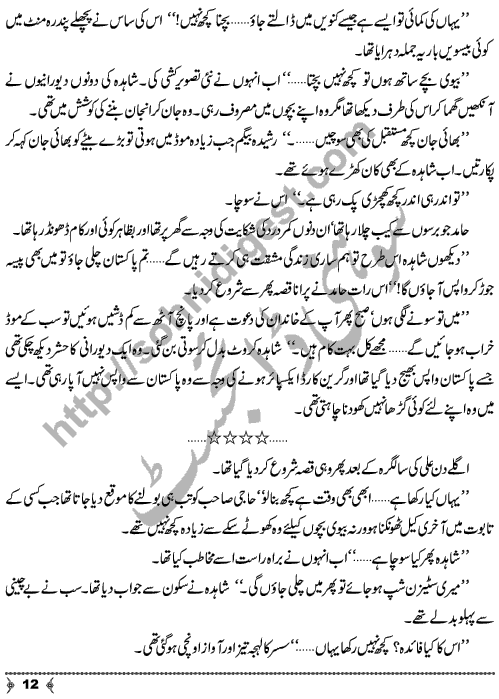 Musafatain Or Manzilain an Urdu Novelette by Amna Ahmad Short Story Writer & Novelist Page No.  12