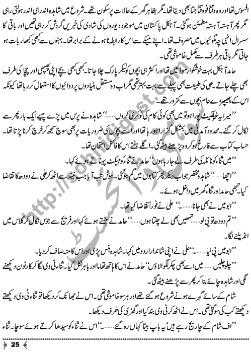 Musafatain Or Manzilain an Urdu Novelette by Amna Ahmad Short Story Writer & Novelist Page No.  25