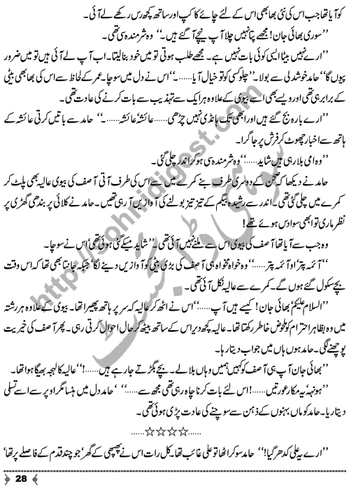 Musafatain Or Manzilain an Urdu Novelette by Amna Ahmad Short Story Writer & Novelist Page No.  28