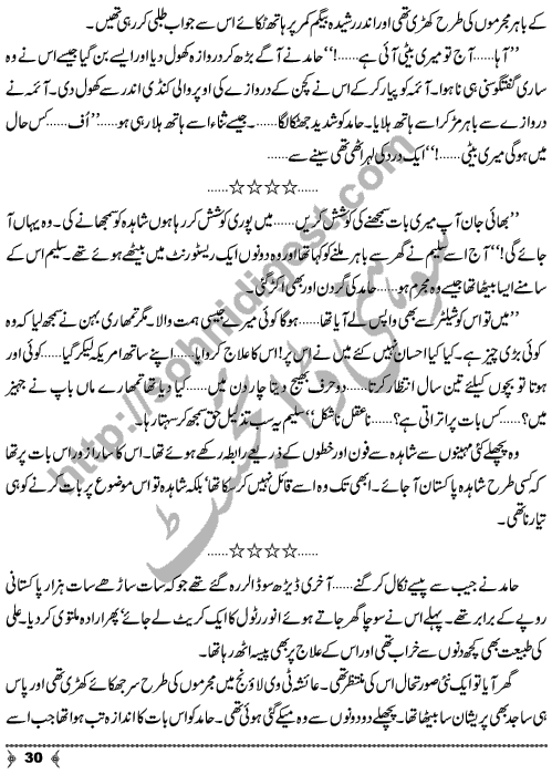 Musafatain Or Manzilain an Urdu Novelette by Amna Ahmad Short Story Writer & Novelist Page No.  30