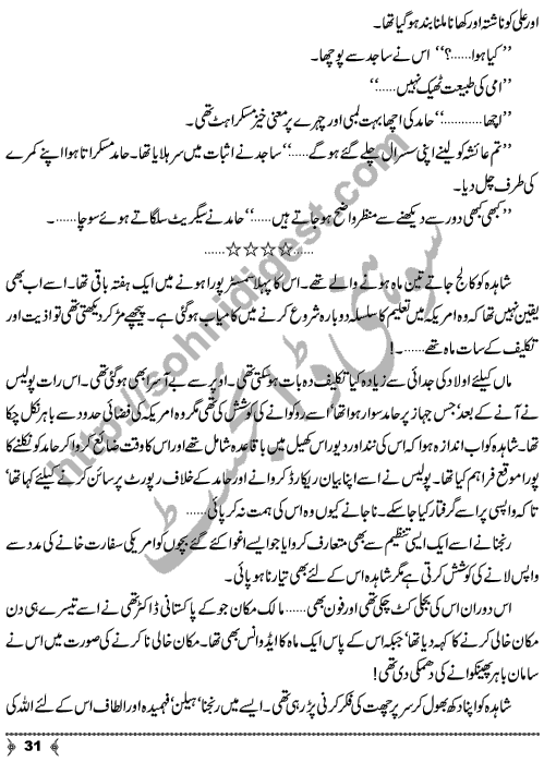 Musafatain Or Manzilain an Urdu Novelette by Amna Ahmad Short Story Writer & Novelist Page No.  31