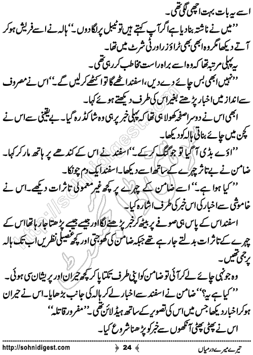 Tere Mere Darmiyan Romantic Urdu Novel by Ana Ilyas, Page No.24