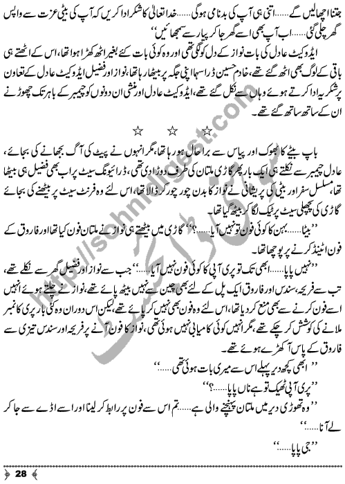 Dehleez Ke Par An Urdu Novelette on topic of Mobile Phone Friendship by Muhammad Azam Khan Writer & Novelist Page No.  28