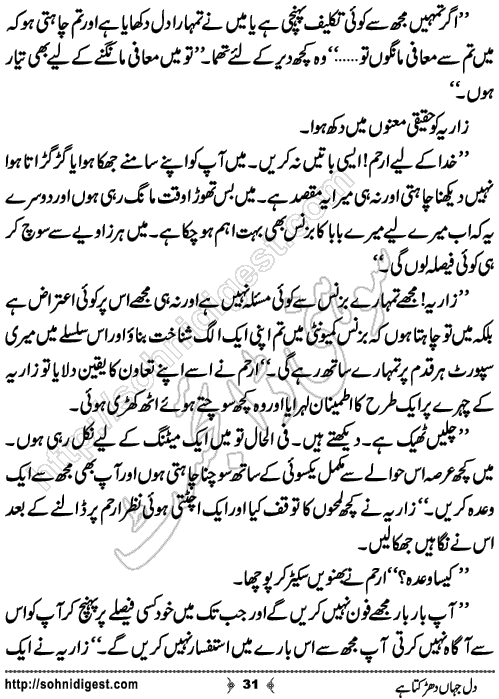 Dil Jahan Dharakta Hai Romantic Urdu Novel by Bilal Aslam, Page No.31