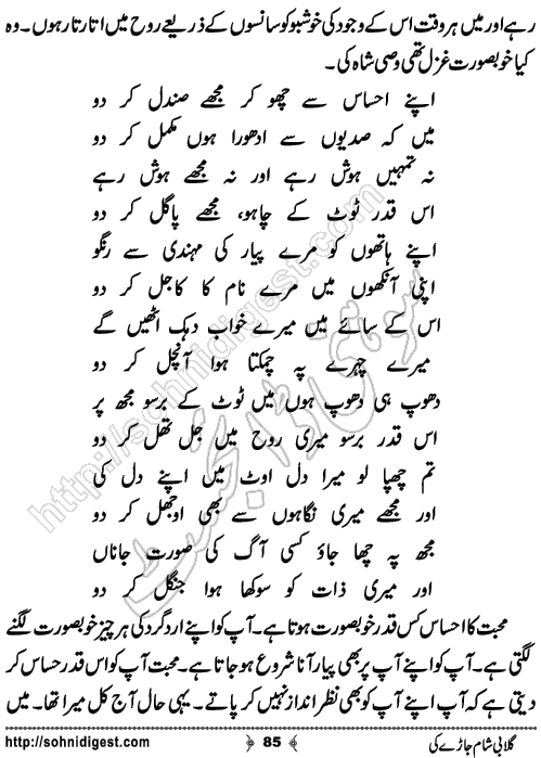 Gulabi Sham Jaray Ki Romantic Urdu Novel by Bilal Aslam, Page No.85