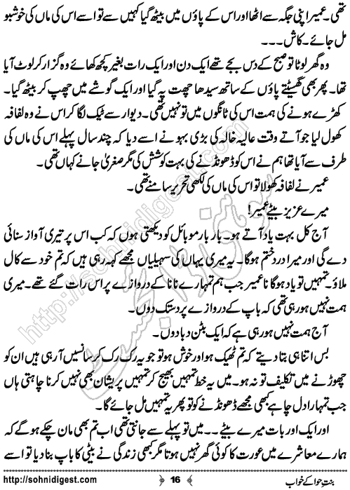 Bint-e-Hawa Ke Khwab Short Urdu Story by Bint e Sadiq,Page No.16