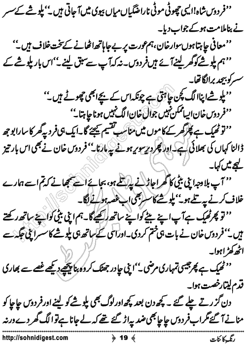 Rang e Kainat Short Urdu Story by Bint e Sadiq, Page No. 19