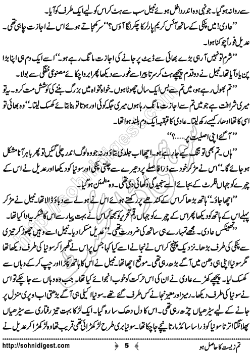 Tum Zeest Ka Hasil Ho Urdu Romantic Novel by Farah Tahir, Page No. 5
