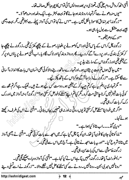 Ehad Urdu Short Story by Hafiza Noor Fatima, Page No.  12