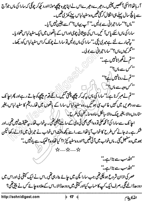 Allah Ka Pegham Urdu Novelette by Haider Amjad, Page No. 17