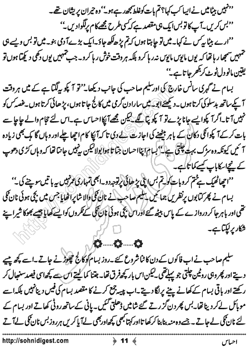 Ehsas Urdu Short Story by Haider Amjad, Page No. 11