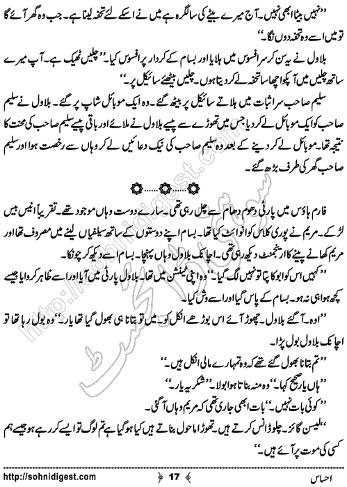 Ehsas Urdu Short Story by Haider Amjad, Page No. 17