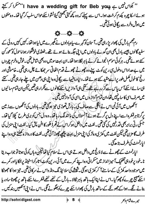 Mere Sham o Sehar Urdu Romantic Novel by Hina Kamran , Page No. 5