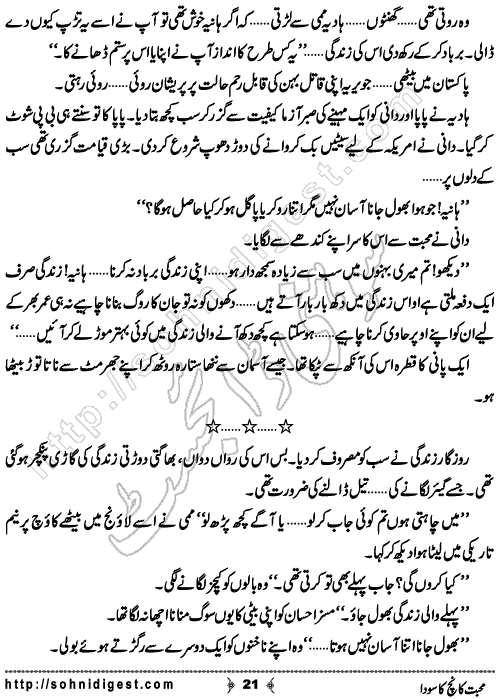 Mohabbat Kanch Ka Soda is a Novelette by Hina Yasmeen about some different shade of love and sacrifice ,  Page No.21