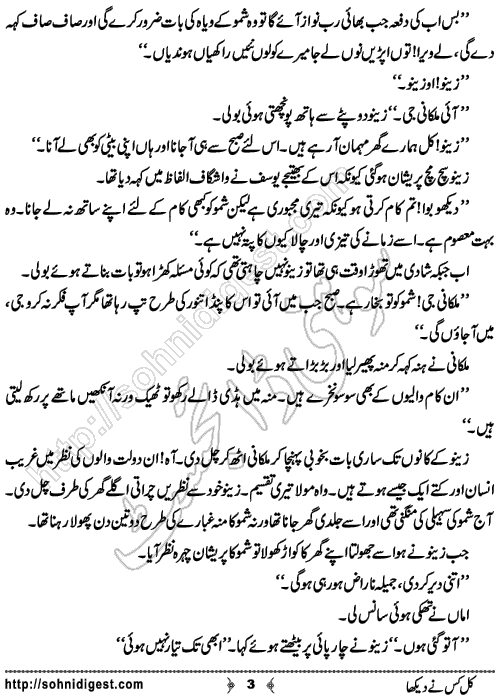 Kal Kisne Dekha is an Urdu Short Story written by Humaira Dua about the ephemerality of life , Page No. 3
