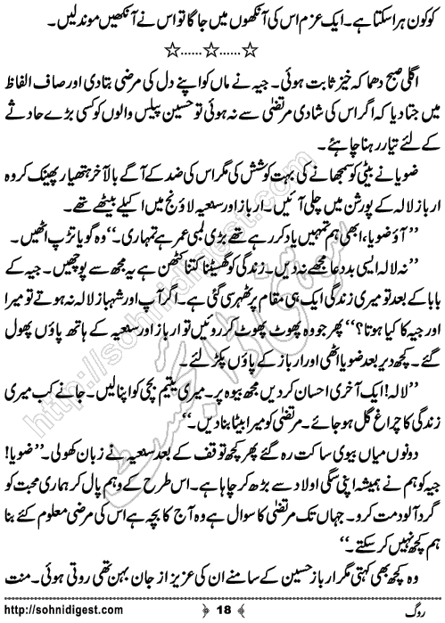 Rog Urdu Novelette by Humaira Dua, Page No.18