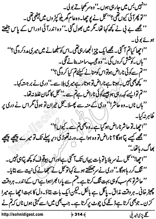 Galey Pari Tabdeli Romantic Urdu Novel by Humayun Ayub, Page No.314