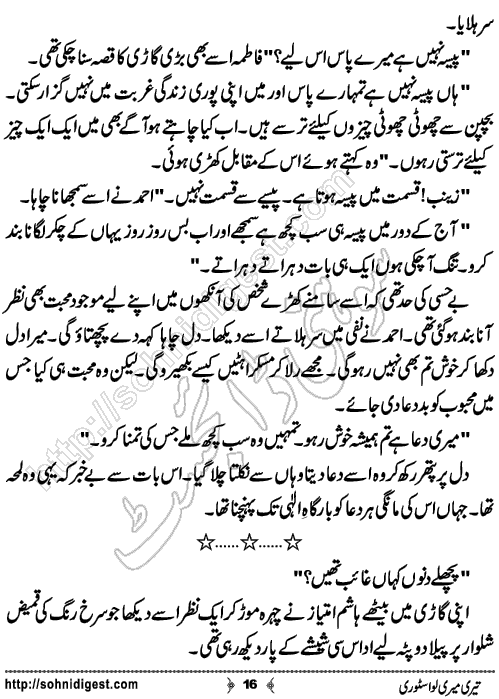 Teri Meri Love Story Urdu Short Story by Jiya Abbasi,Page No.16