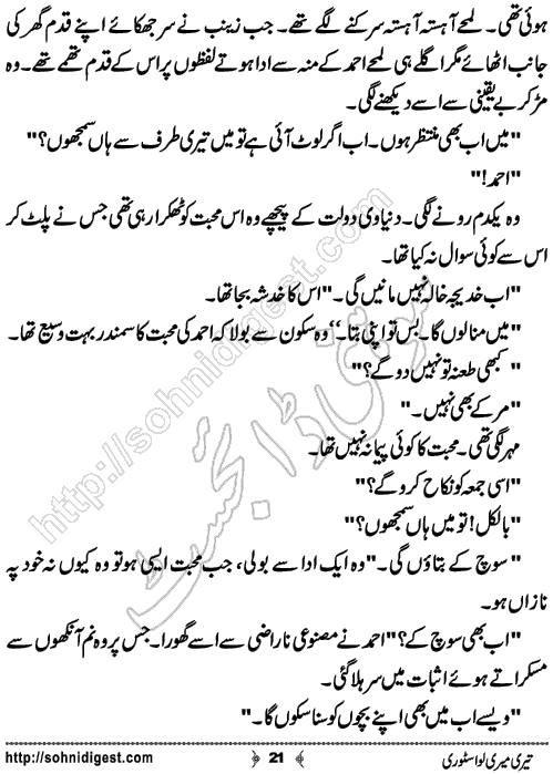 Teri Meri Love Story Urdu Short Story by Jiya Abbasi,Page No.21