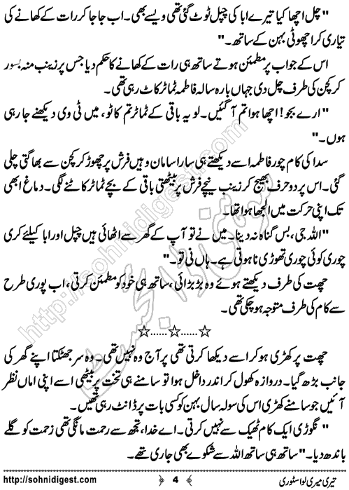 Teri Meri Love Story Urdu Short Story by Jiya Abbasi,Page No.4