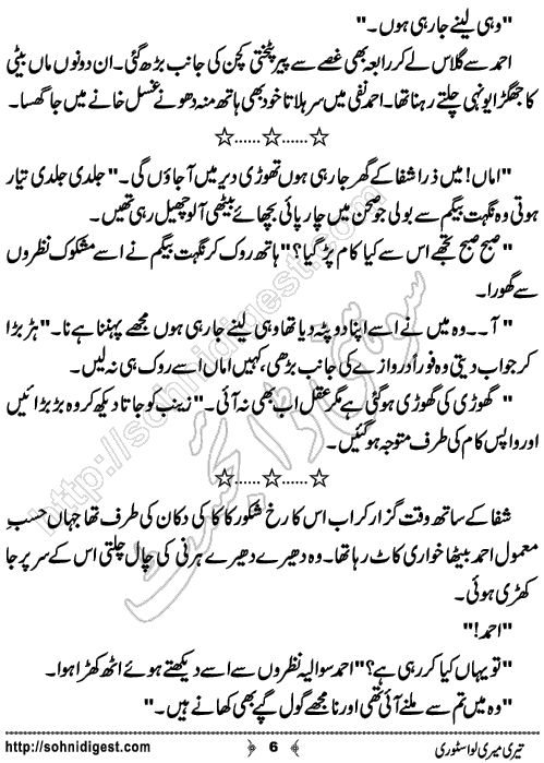 Teri Meri Love Story Urdu Short Story by Jiya Abbasi,Page No.6