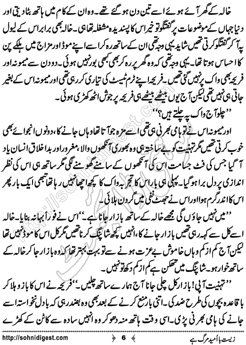 Zeest Ba Umeed e Marg Hai Urdu Novelette by Khansa Qamar,Page No.6