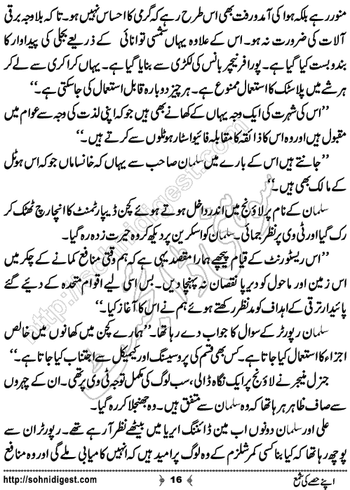 Apne Hissey Ki Shama Urdu Short Story by Madiha Irfan,Page No.16