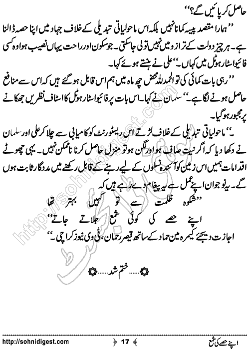 Apne Hissey Ki Shama Urdu Short Story by Madiha Irfan,Page No.17