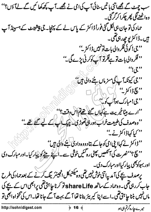 Mere Charagar Tumhi Ho Urdu Novelette by Maham Hamid,Page No.16