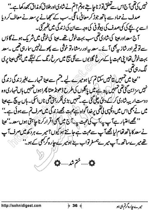 Mere Charagar Tumhi Ho Urdu Novelette by Maham Hamid,Page No.36