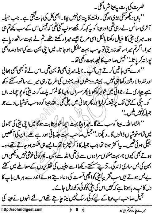 Mere Charagar Tumhi Ho Urdu Novelette by Maham Hamid,Page No.5